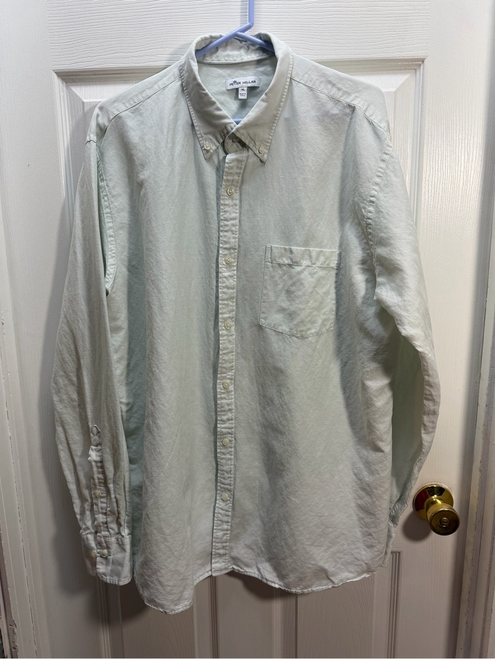 Peter Millar Men's Pale Green Button-Down Shirt